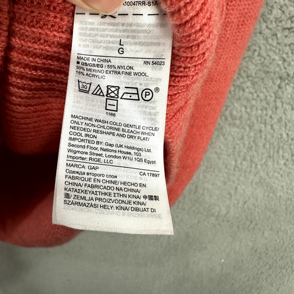 Gap Sweater Tunic Womens Large Pink Coral Knit Slouchy Spring Preppy Fisherman - Picture 6 of 7